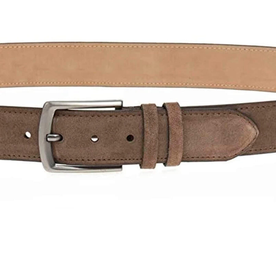 brown suede quality leather belt for men 2