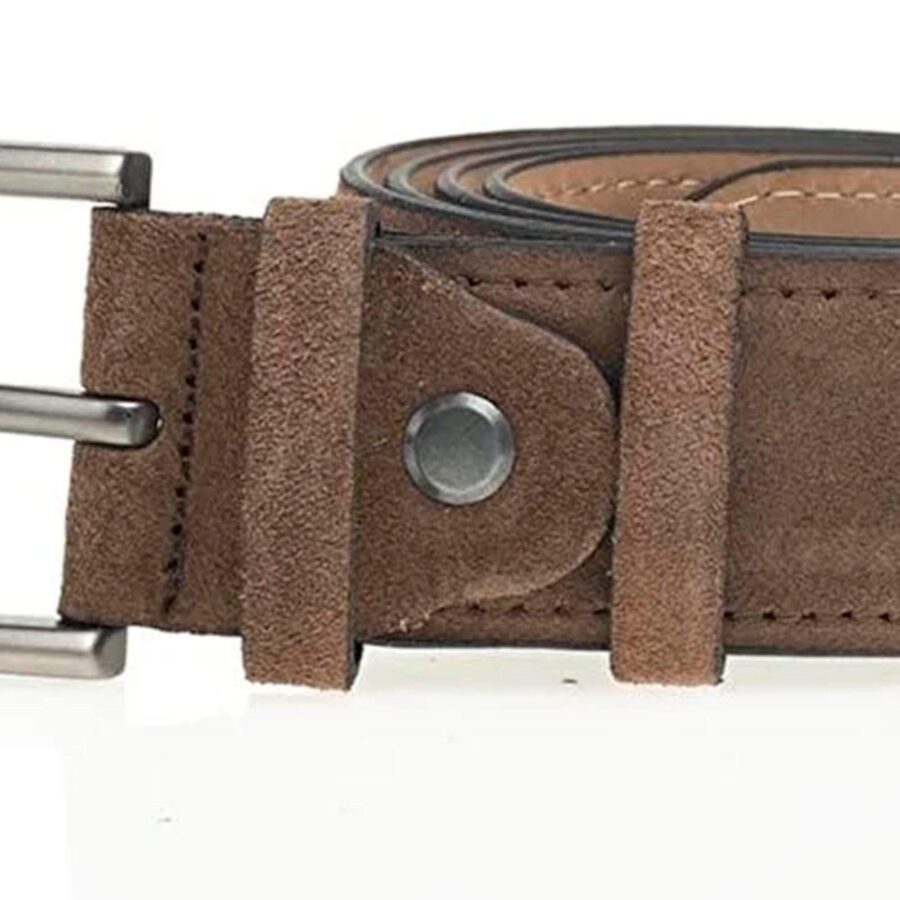 brown suede quality leather belt for men 3