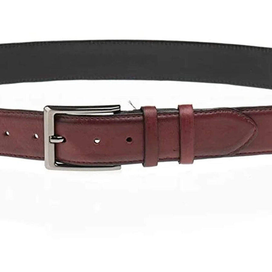 burgundy classic quality leather belt for men 3 5 cm 2