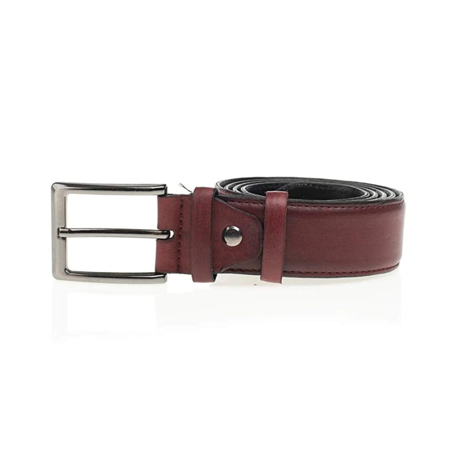 burgundy classic quality leather belt for men 3 5 cm 4