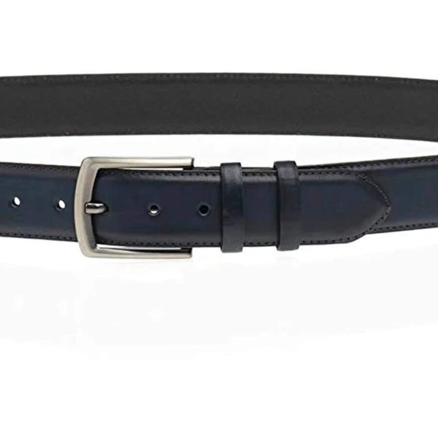 dark blue classic quality leather belt for men 3 5 cm 2