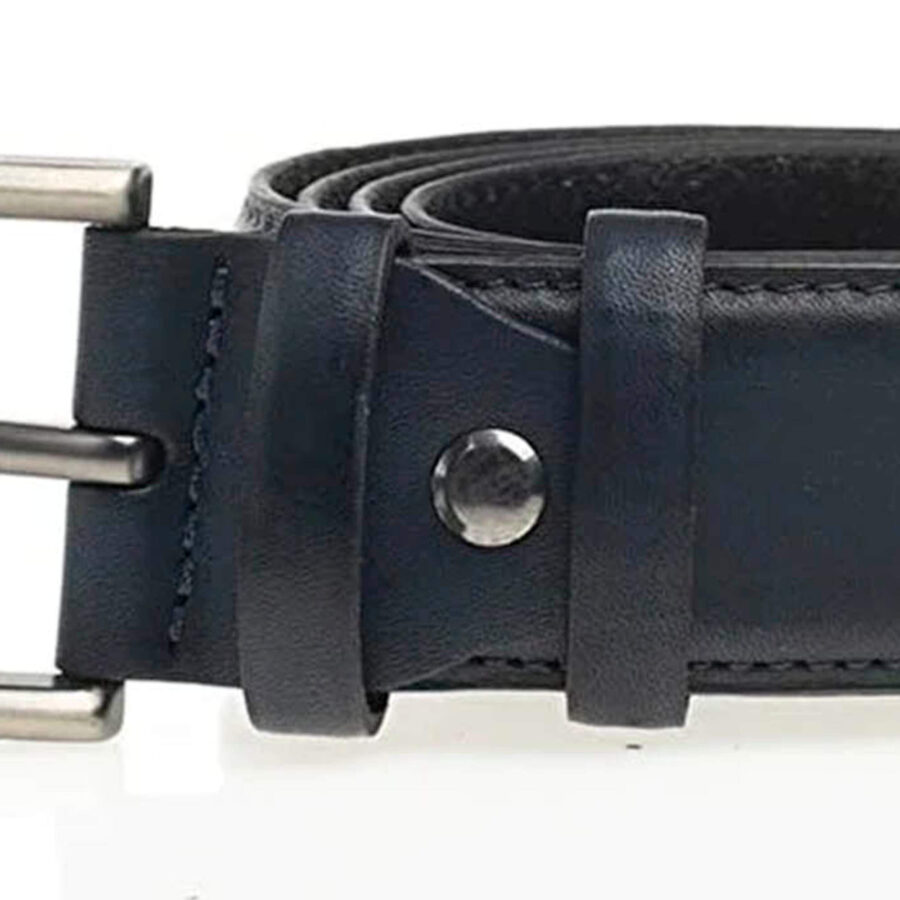 dark blue classic quality leather belt for men 3 5 cm 3