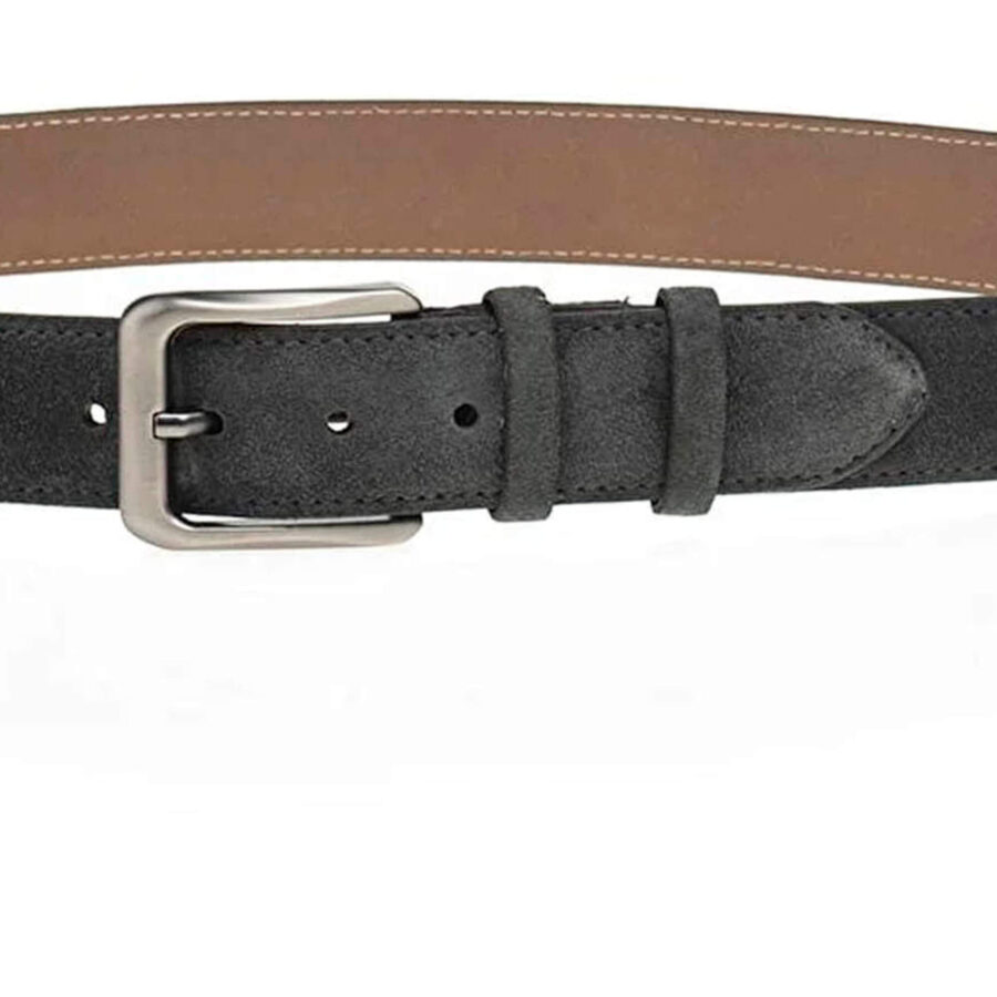 dark gray suede quality leather belt for men 2