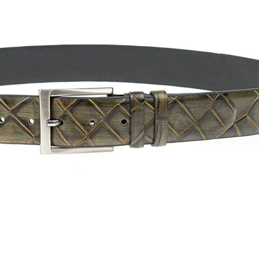 green crocodile embossed leather belt 2