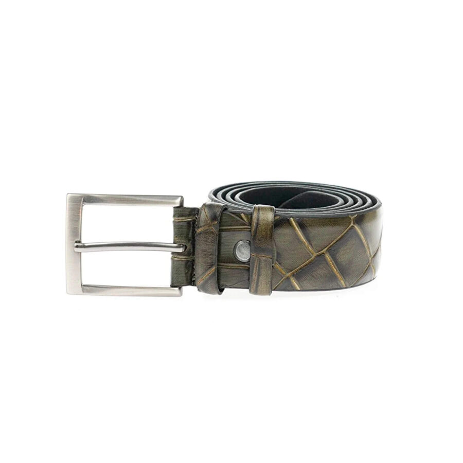 green crocodile embossed leather belt 4