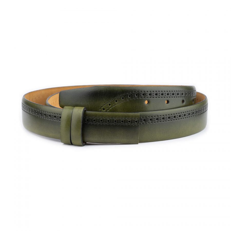 green leather belt strap replacement perforated line 1 28 40 usd75 OLIGRE35CUTMDS