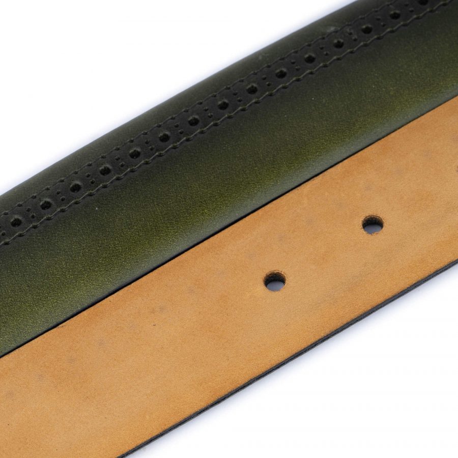 green leather belt strap replacement perforated line 3