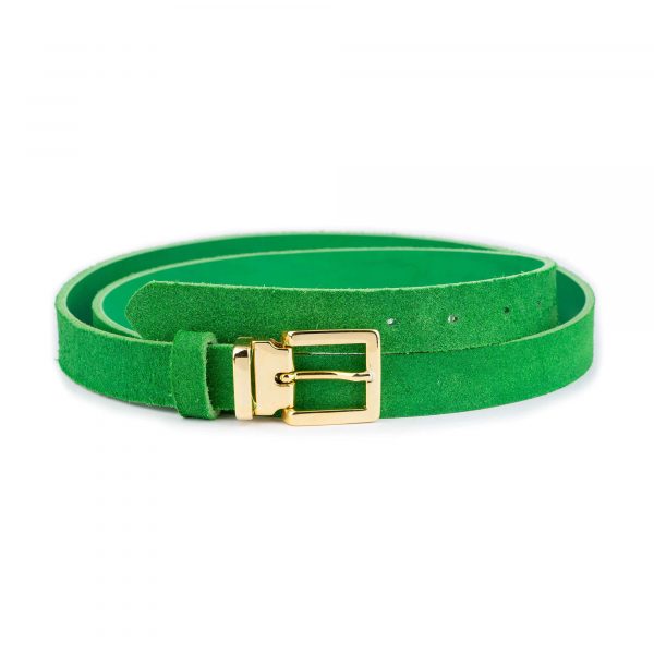 green suede leather belt with gold buckle 1 28 44 usd35 SUEGRE25GOLLDR