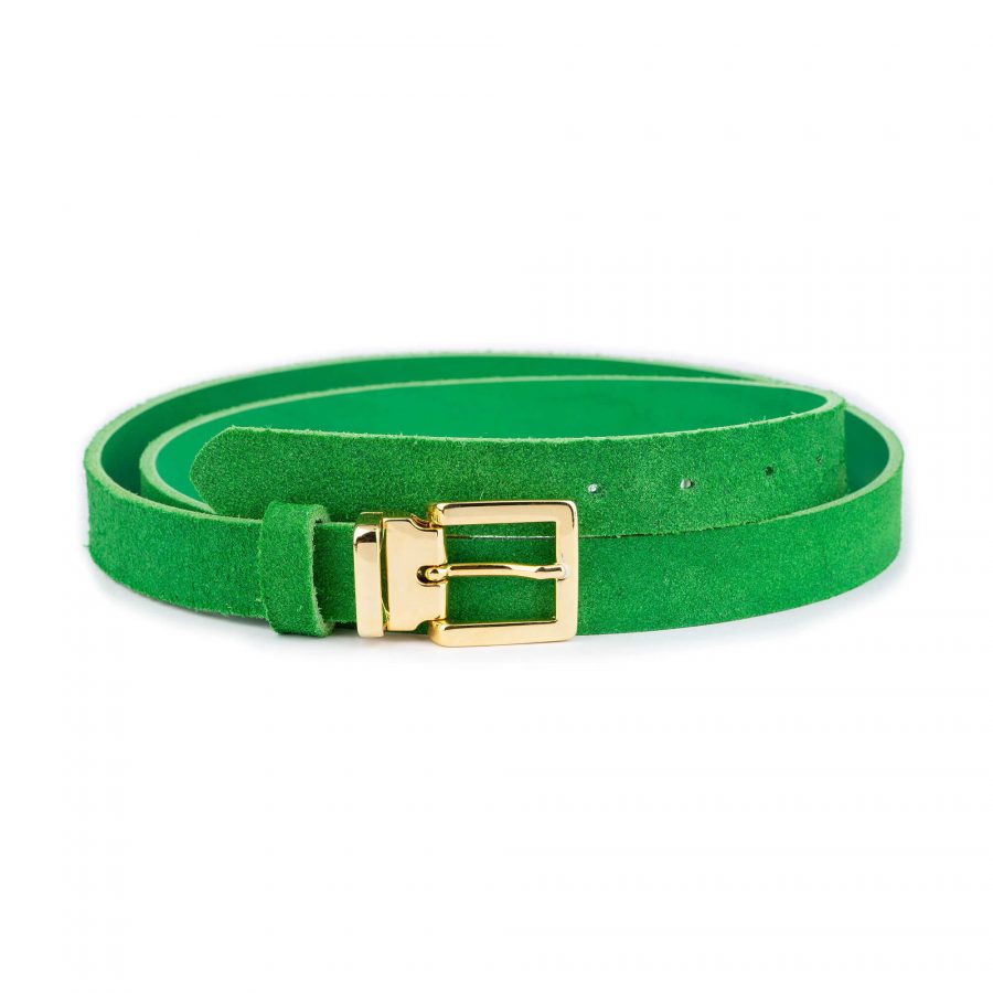 green suede leather belt with gold buckle 1 28 44 usd35 SUEGRE25GOLLDR