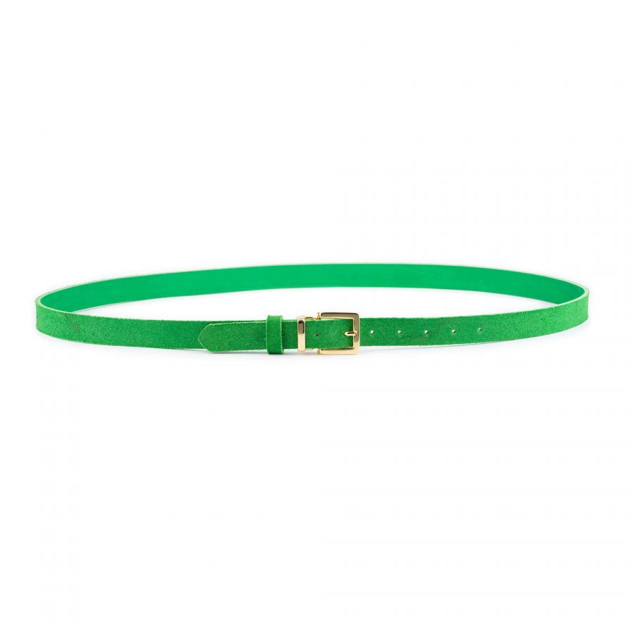 green suede leather belt with gold buckle 3