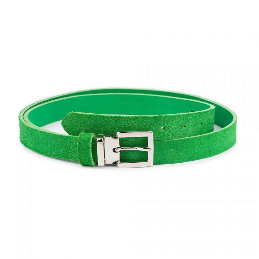 green suede leather belt with silver buckle 1 28 44 usd35 SUEGRE25SILLDR