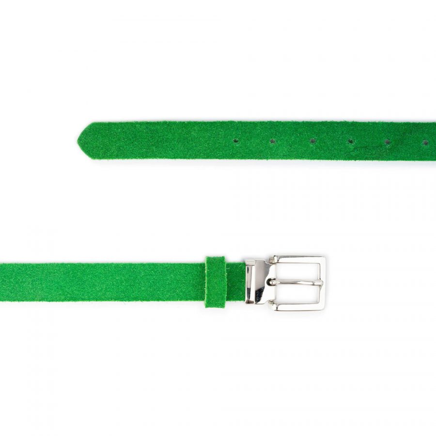 green suede leather belt with silver buckle 3