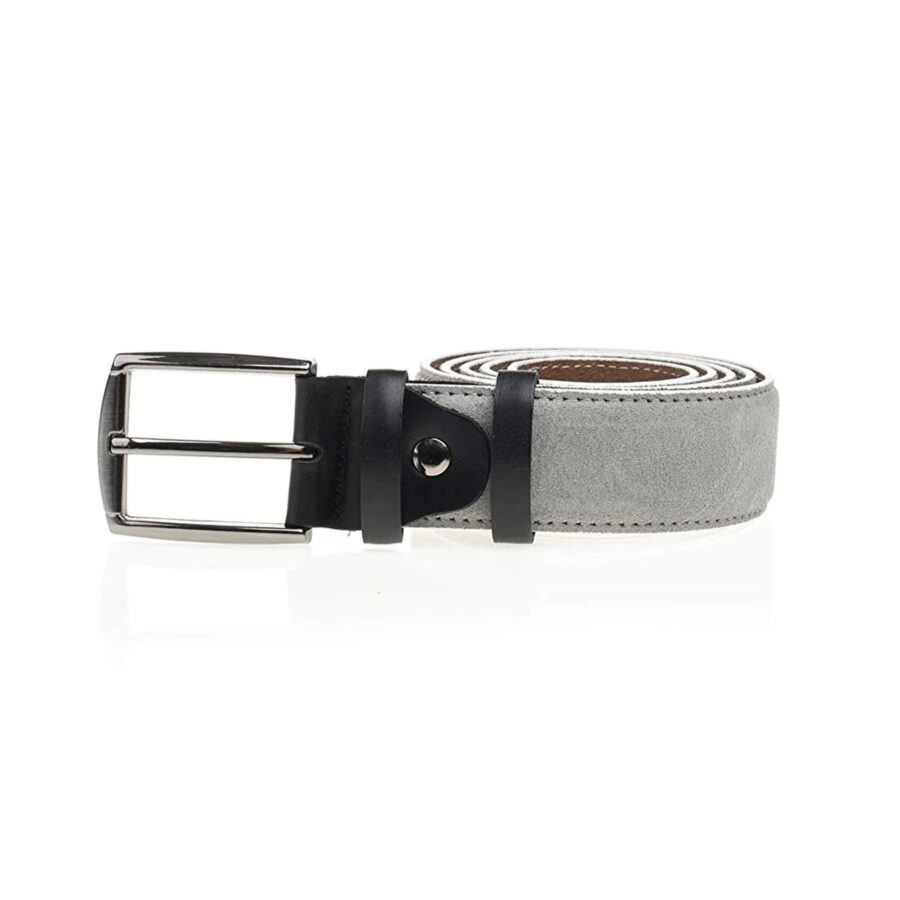 light grey suede belt with black leather loops 4