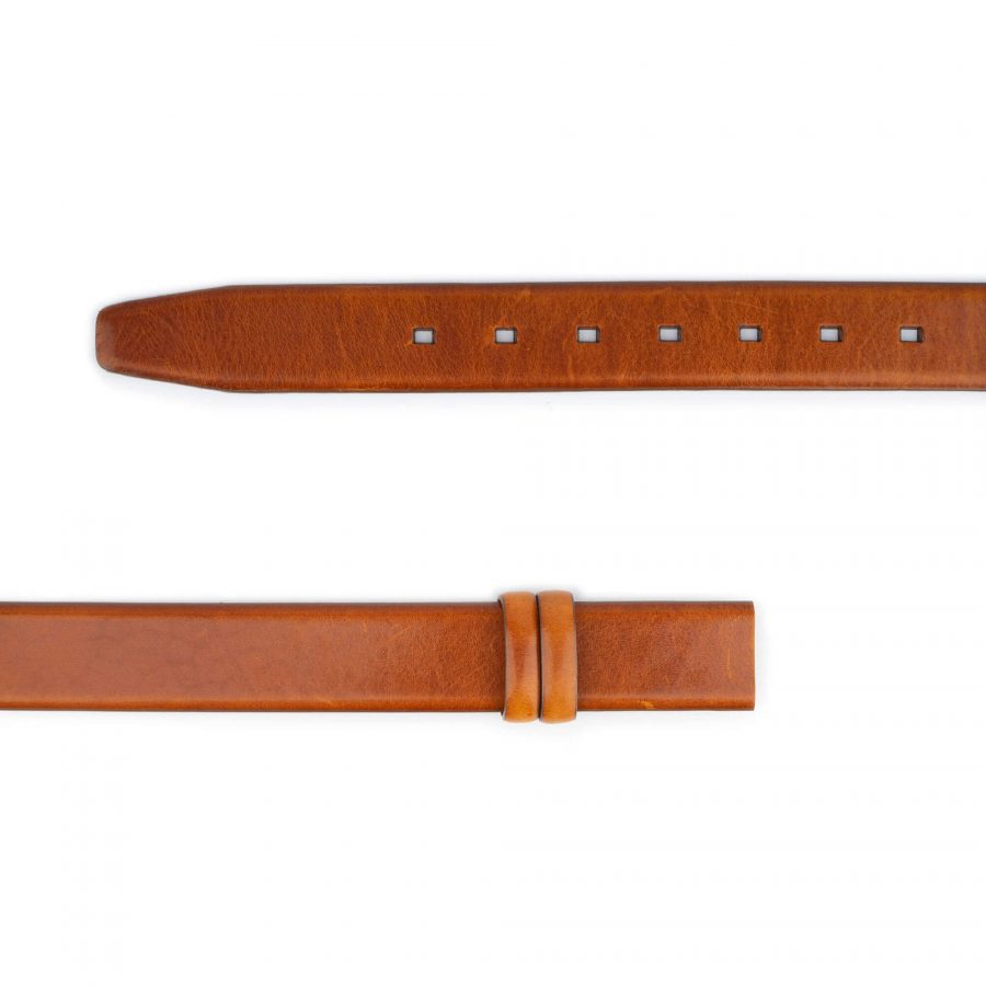 mens belt strap for buckles cognac leather 2