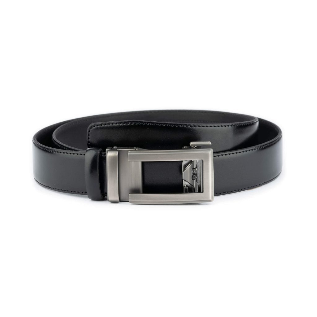 Buy Mens Black Leather Belt With Slide Buckle - LeatherBeltsOnline.com