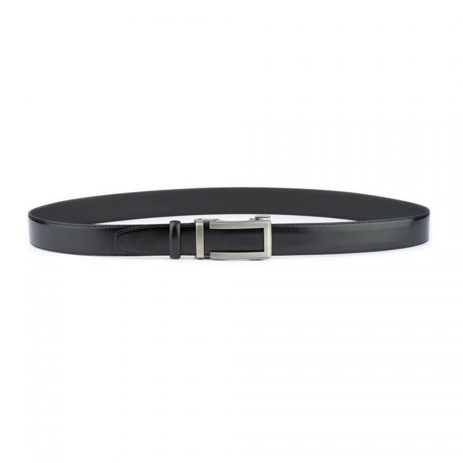 mens black leather belt with slide buckle 2