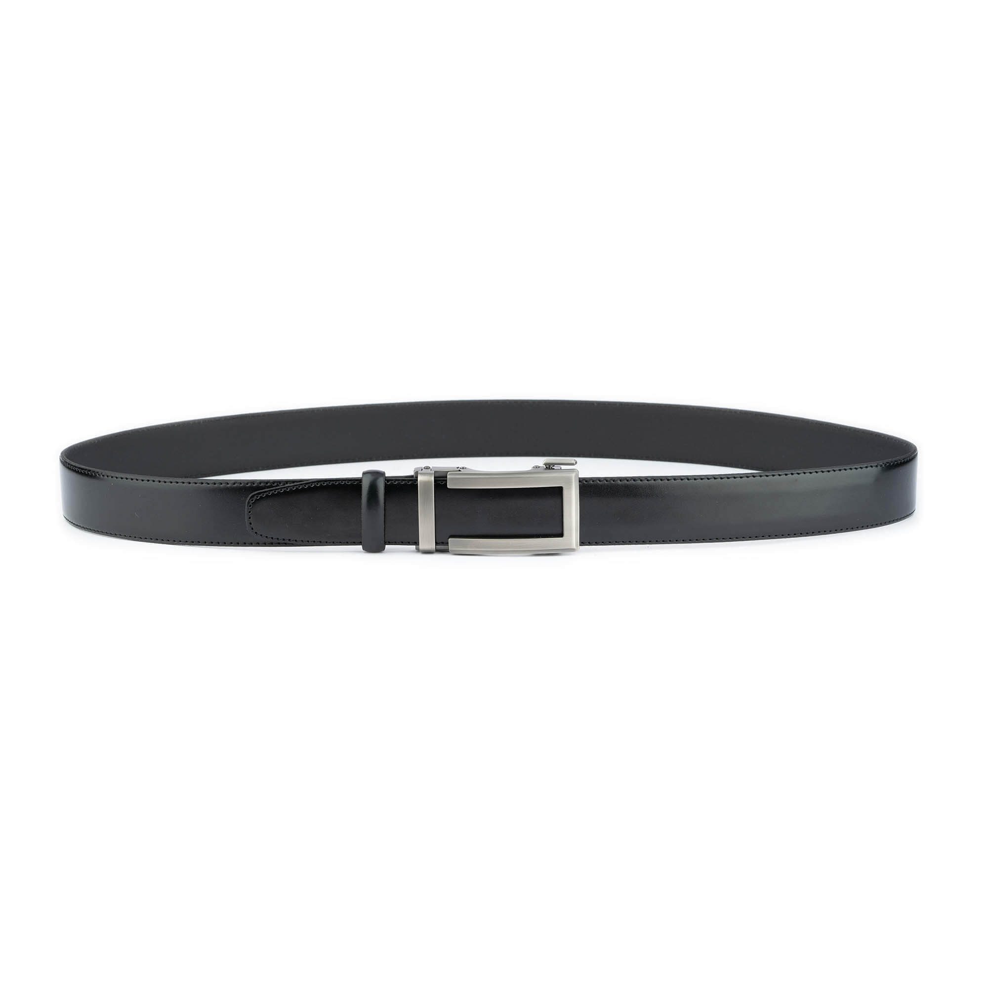 Buy Mens Black Leather Belt With Slide Buckle - LeatherBeltsOnline.com