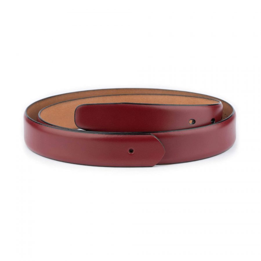 mens burgundy leather belt strap without buckle 1 28 40 usd29 BURCLF30HOLAML