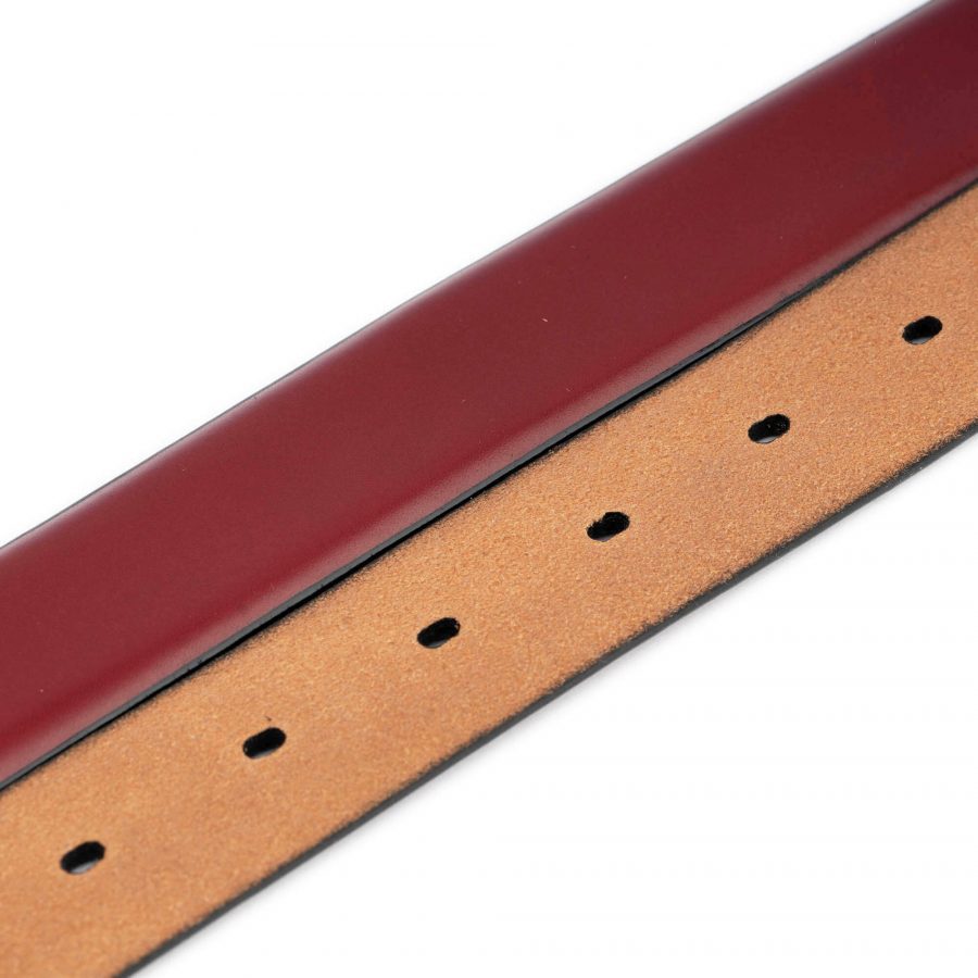 mens burgundy leather belt strap without buckle 3