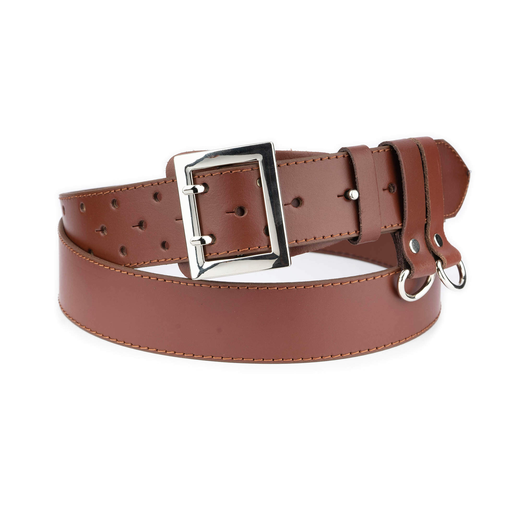 Mens Police Belt - Brown Genuine Leather