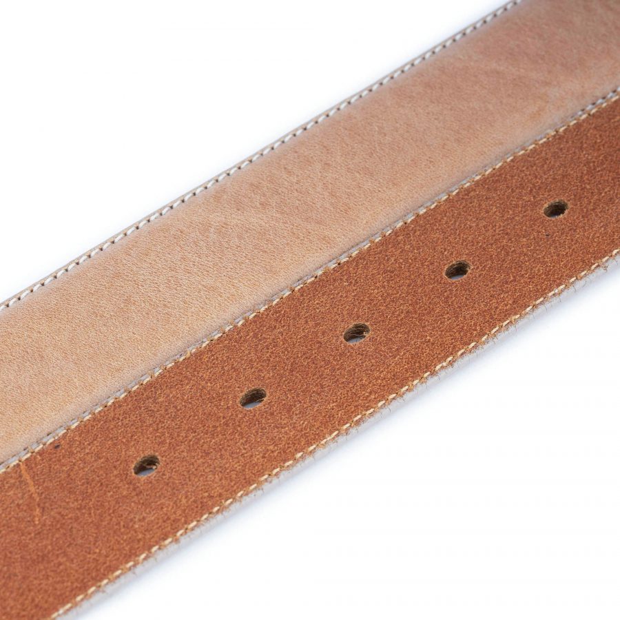 mens taupe belt strap without buckle replacement leather 3