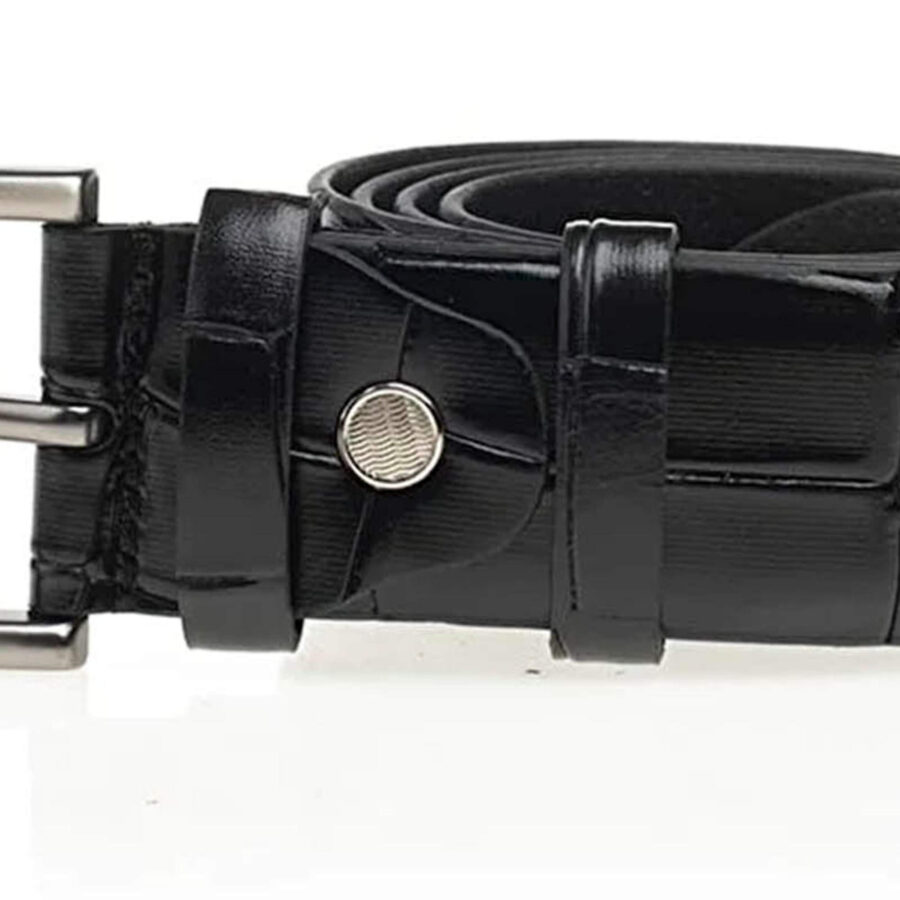 quality leather croc embossed belt mens black 3