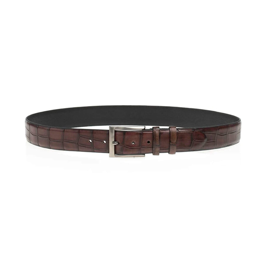 quality leather croc embossed belt mens brown 1 CROBRO35EMBSLY