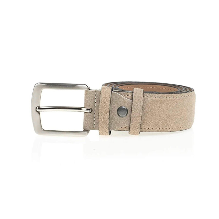 taupe suede quality leather belt 4