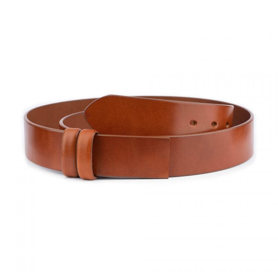 wide cognac brown belt strap without buckle 1 28 40 usd39 TANBRO4012CUTAML