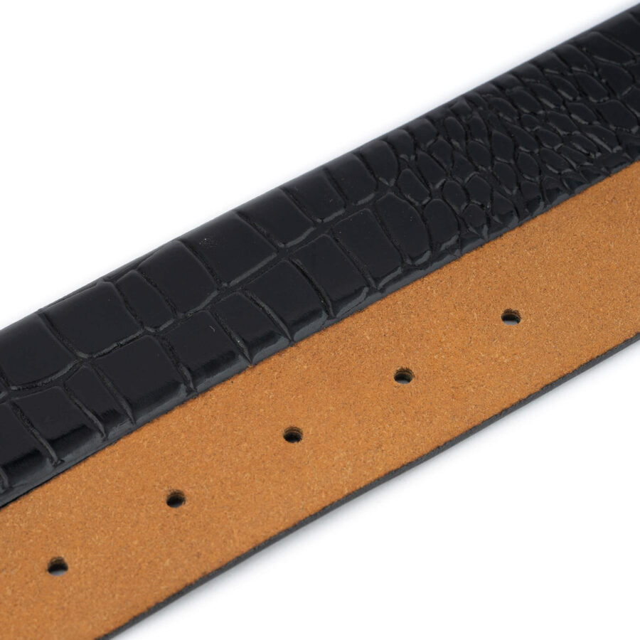 Black Embossed Croc Calf Belt 3 5 cm 3