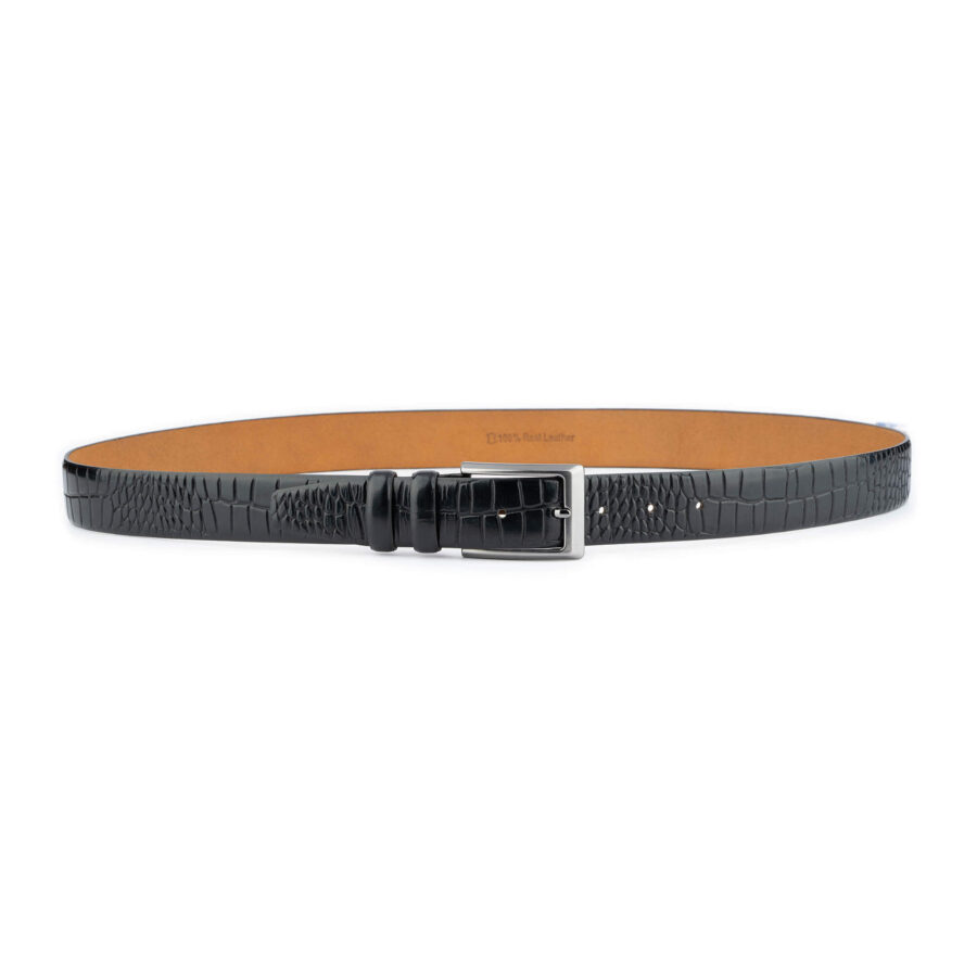 Black Embossed Croc Calf Belt 3 5 cm 4