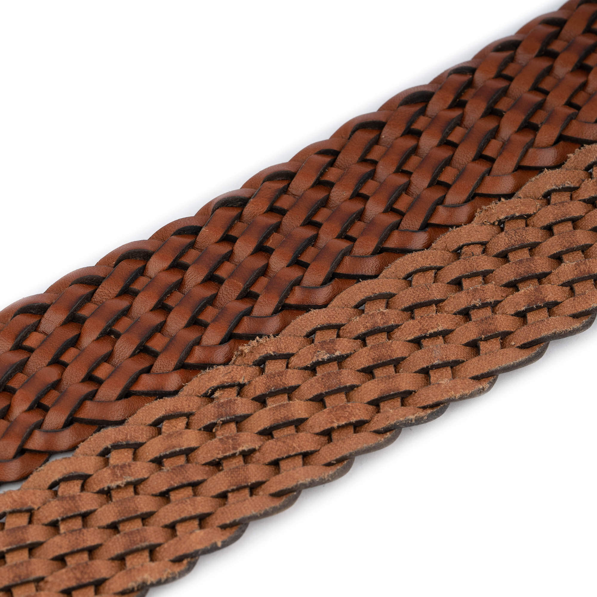 Buy Cognac Full Grain Braided Leather Belt - LeatherBeltsOnline.com