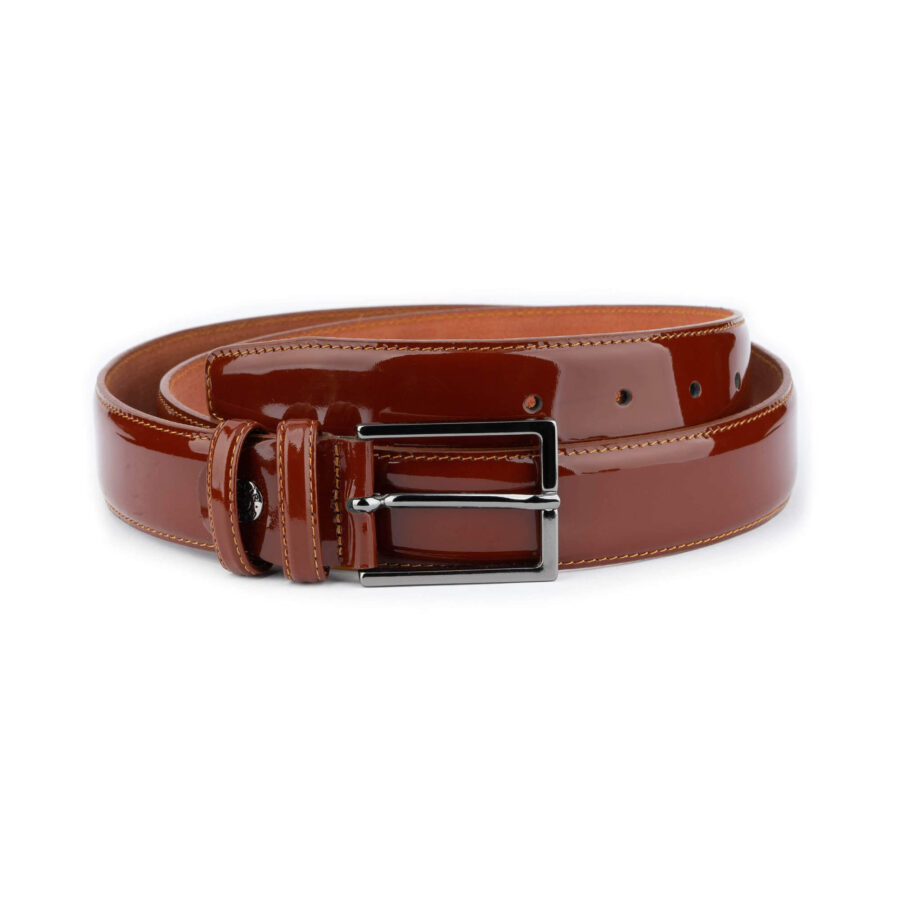 cognac patent leather belt 1 COGPAT35STISMO