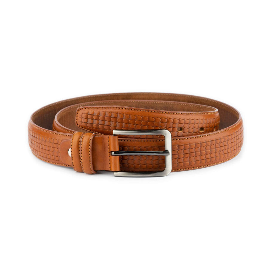 light brown mens fashion belt embossed 1 EMBLIG3541BROAML