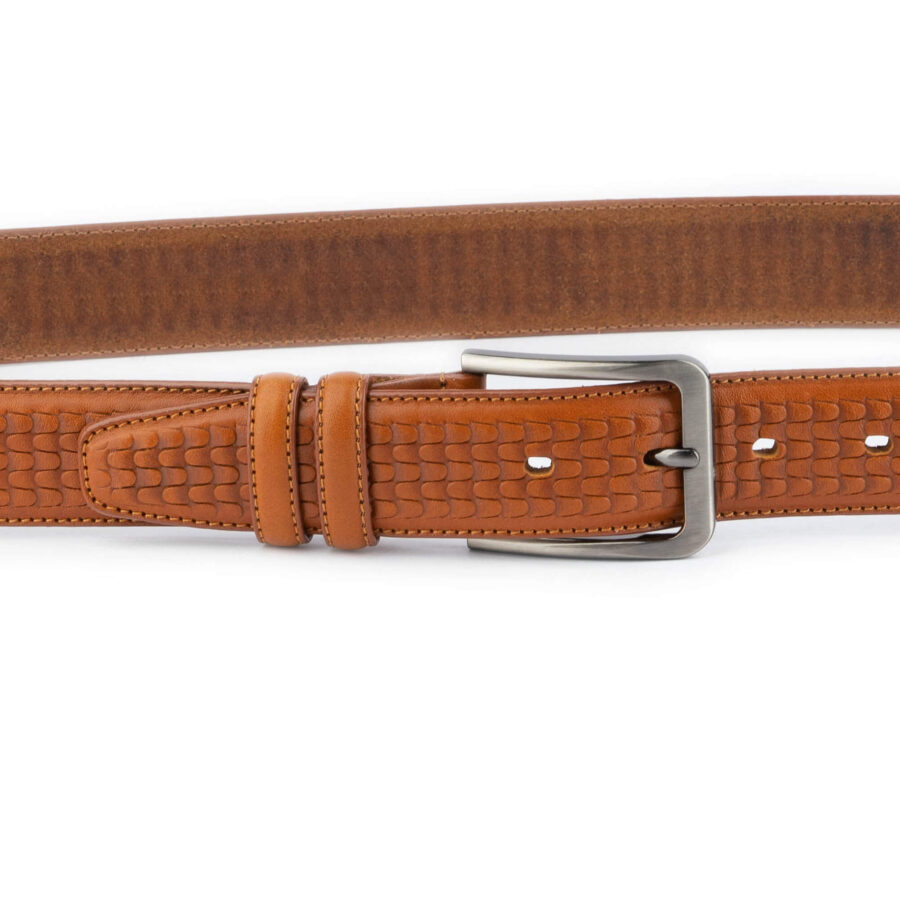 light brown mens fashion belt embossed 4