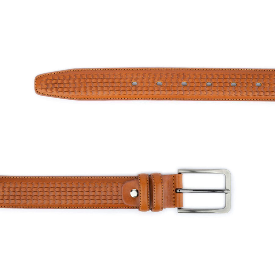 light brown mens fashion belt embossed 5