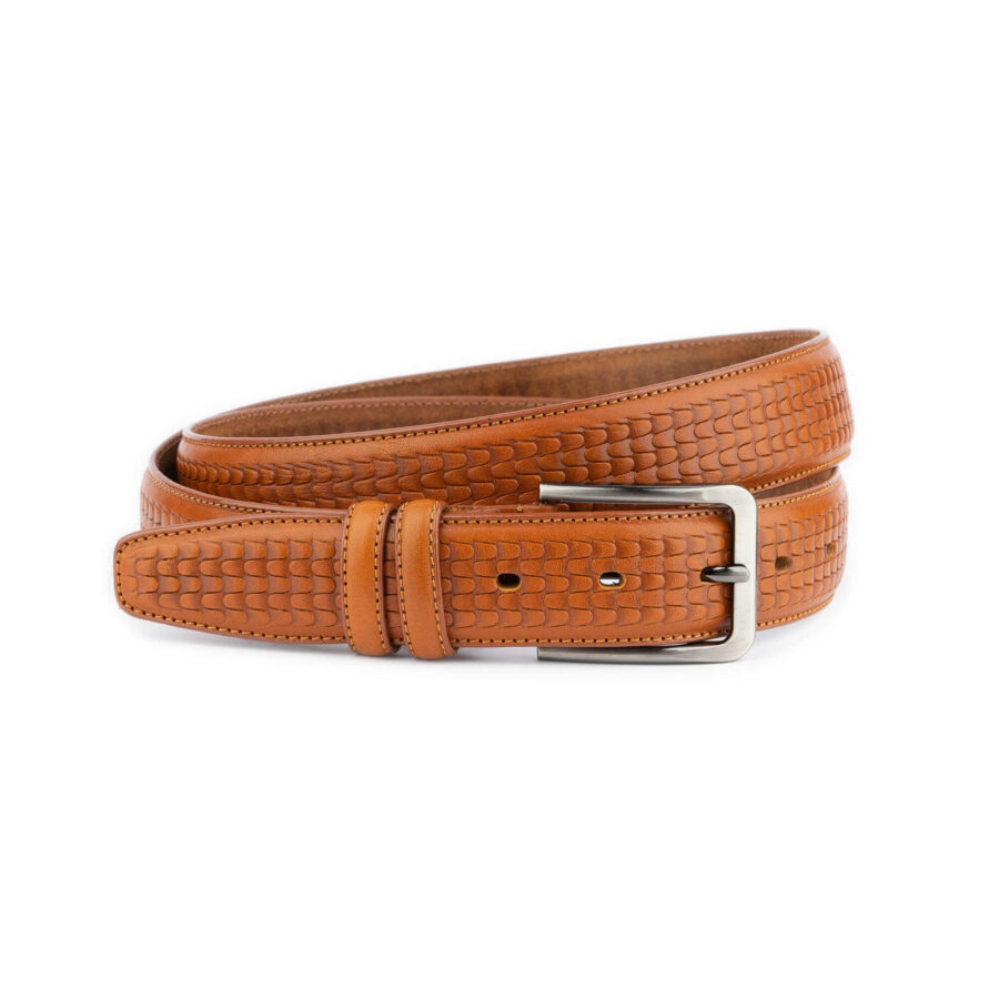 light brown mens fashion belt embossed 6