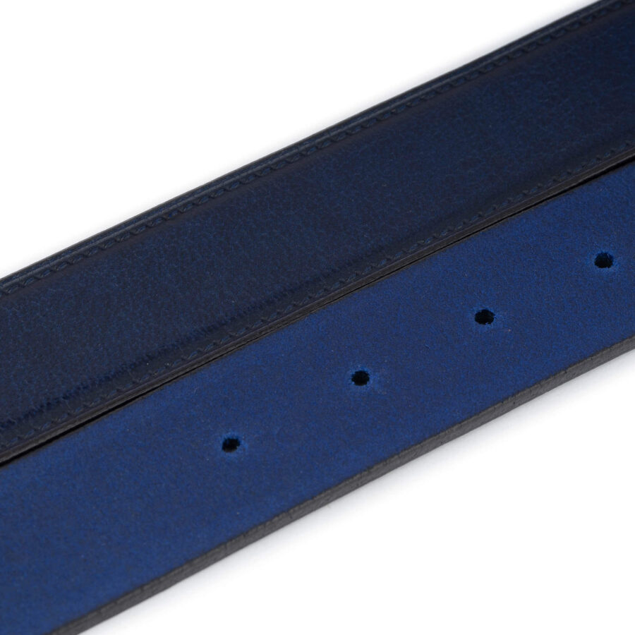 mens blue genuine leather belt with buckle 4