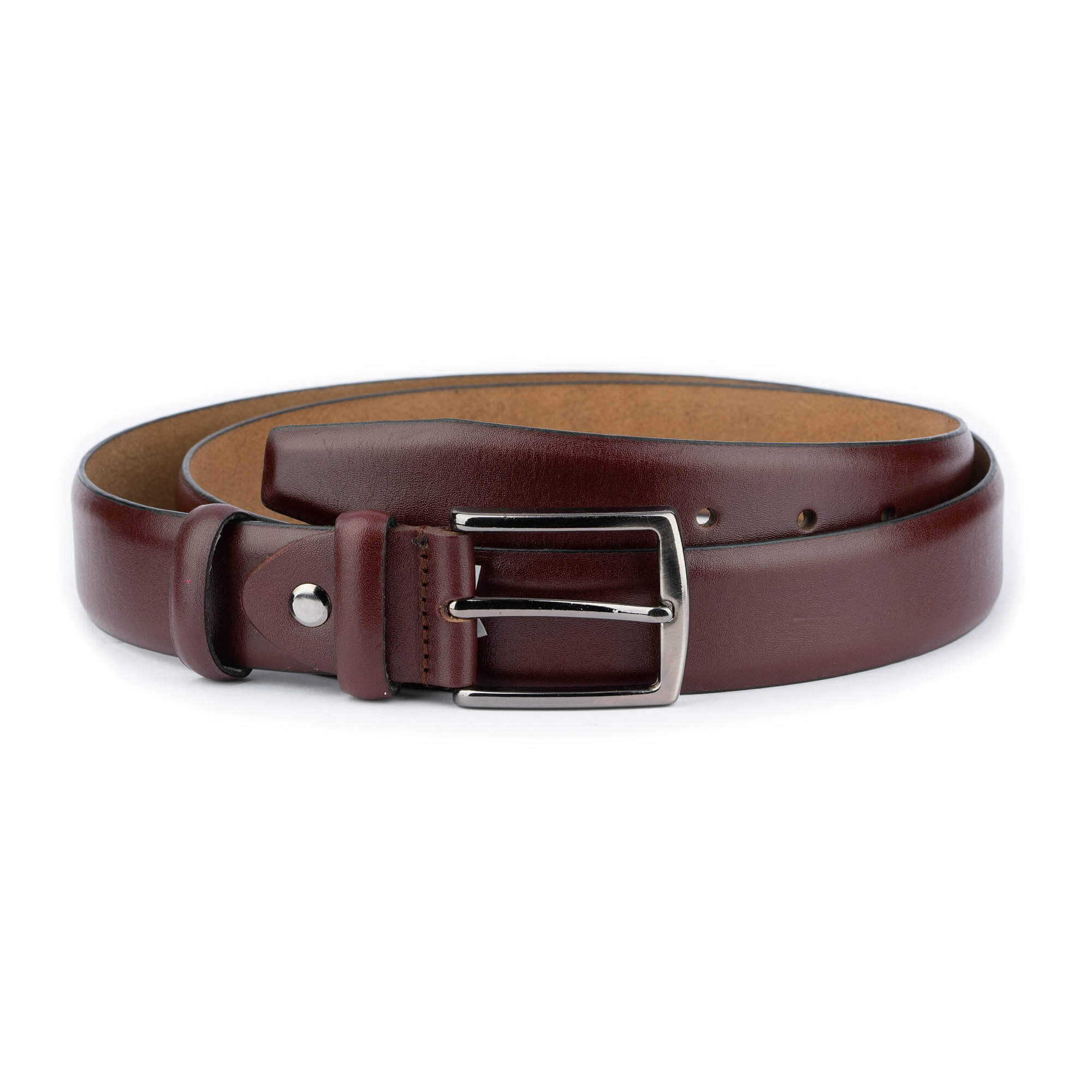 Buy Mens Burgundy Belt With Buckle - LeatherBeltsOnline.com