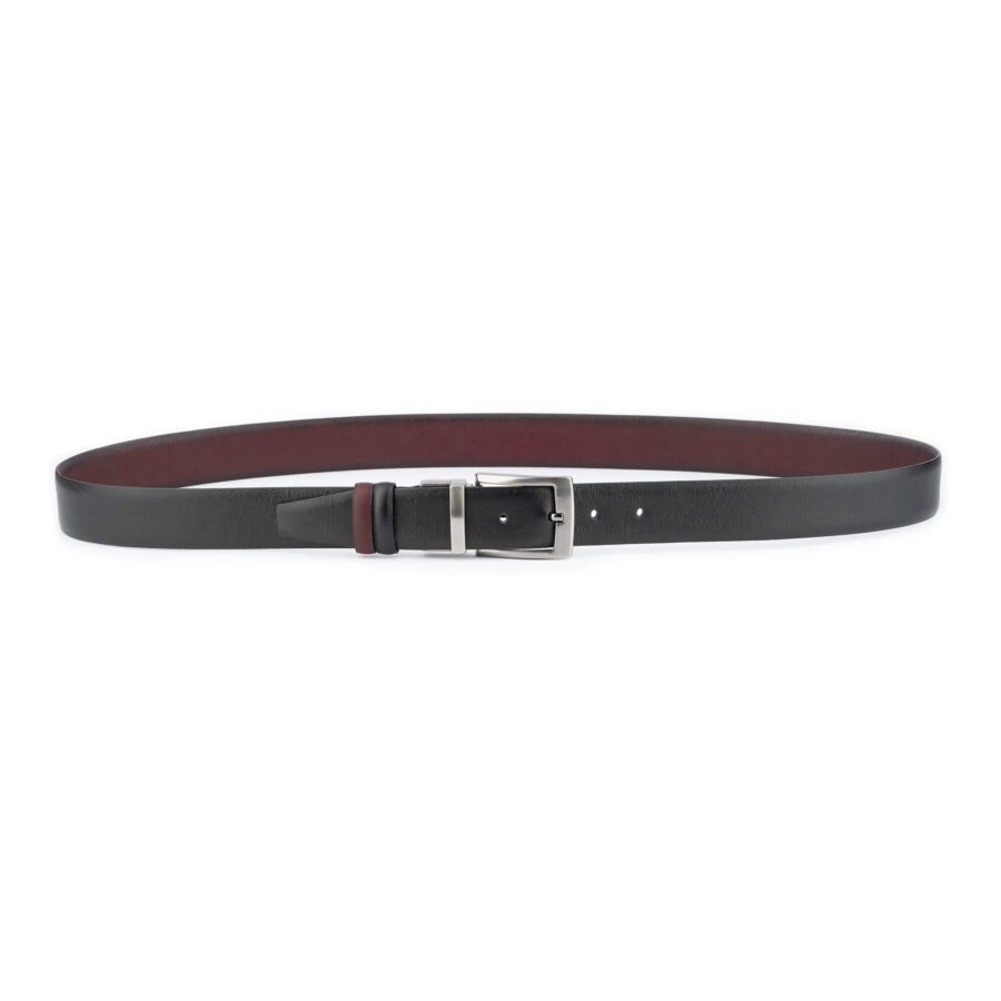 mens burgundy black reversible leather belt 2