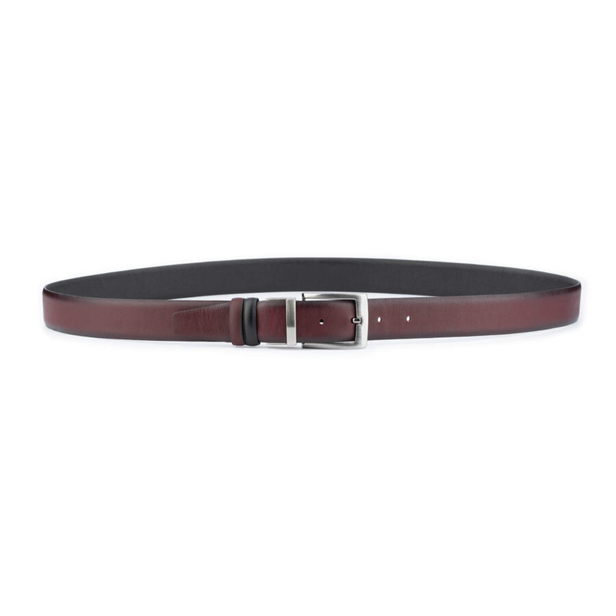 mens burgundy black reversible leather belt 4