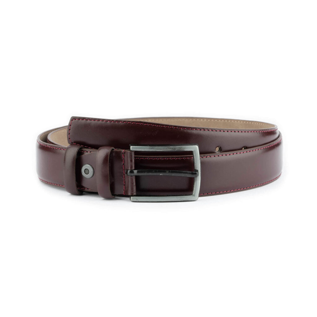 Buy Mens Burgundy Dress Belt 3.5 Cm - LeatherBeltsOnline.com