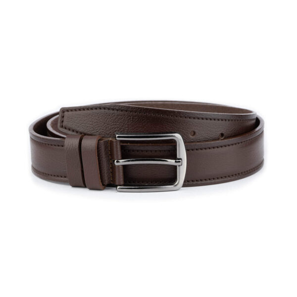 mens dark brown genuine leather belt with buckle 1 DARBRO35STICOW