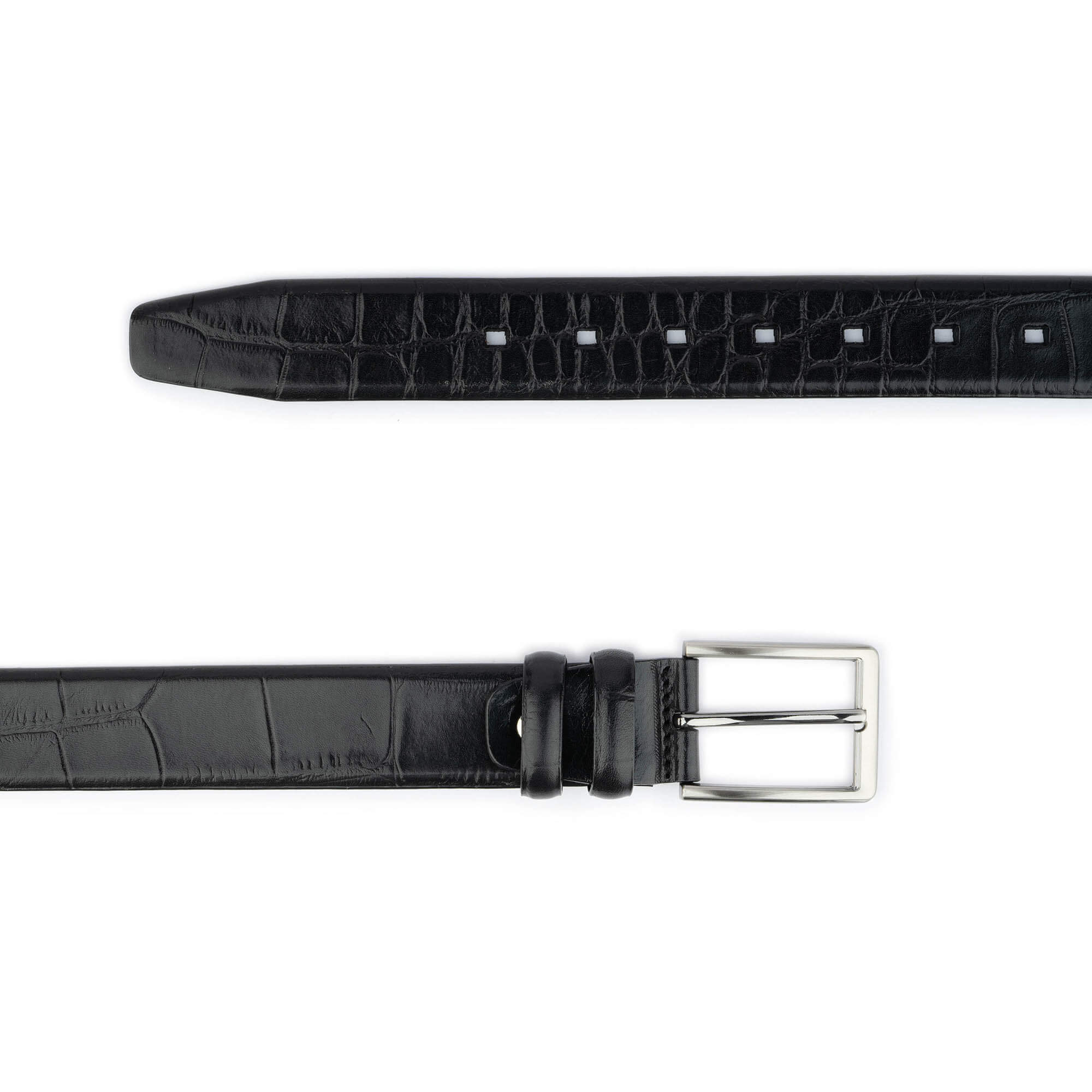 Buy Men's Fashion Belt Black Croc Embossed - LeatherBeltsOnline.com