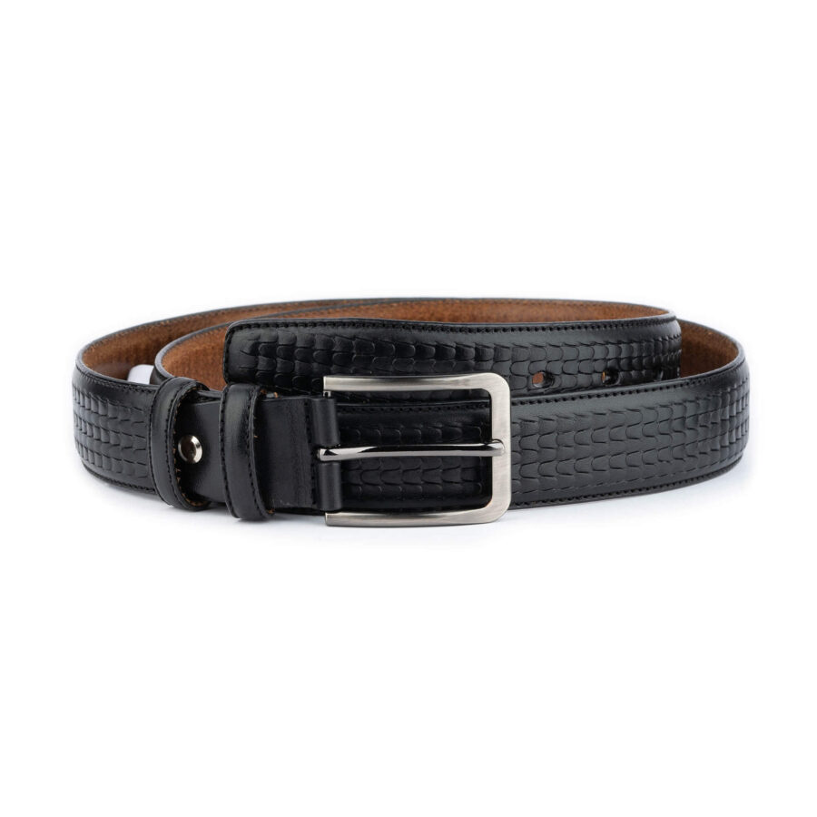 mens fashion belt black embossed 1 EMBBLA3540FASAML