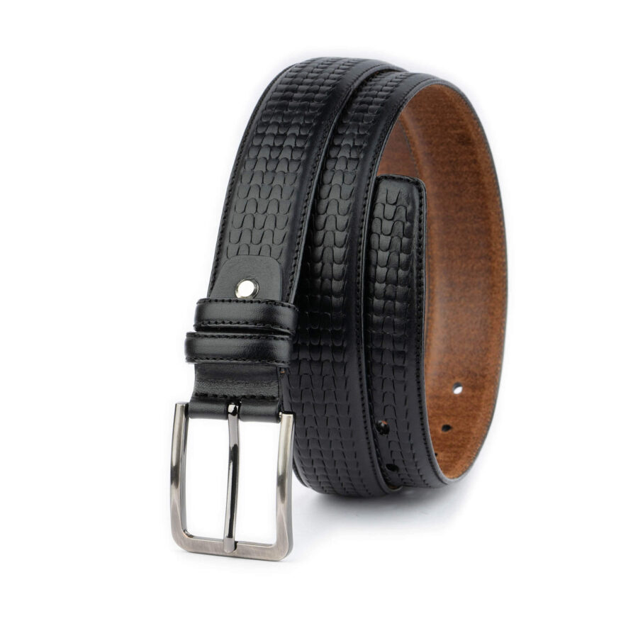 mens fashion belt black embossed 4