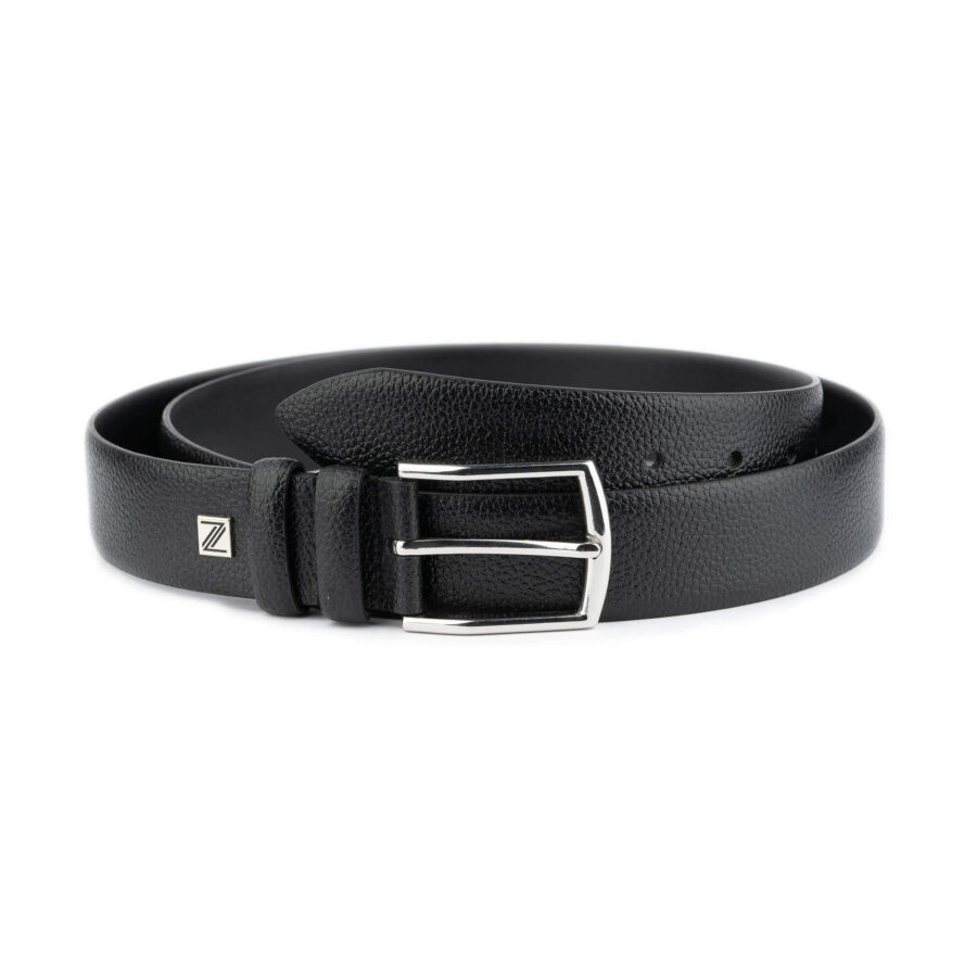 mens fashion belt black pebbled calf leather 1 PEBBLA35COWNAR