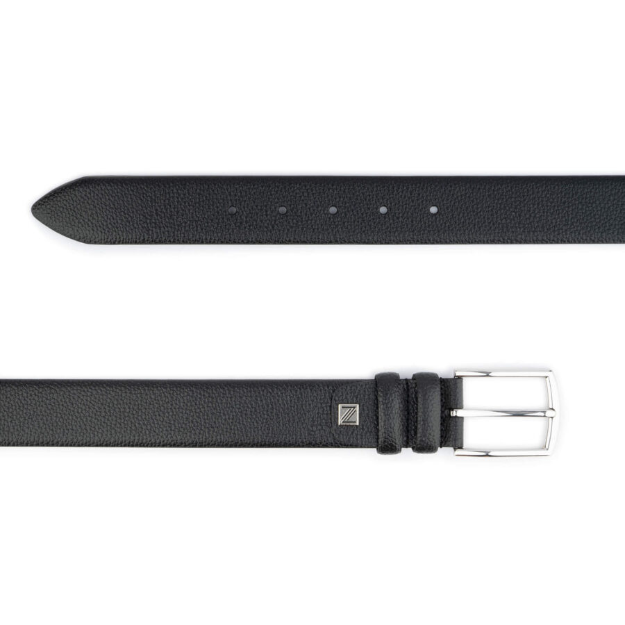 mens fashion belt black pebbled calf leather 2