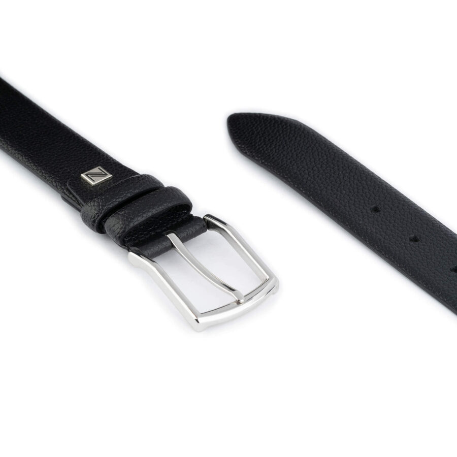 mens fashion belt black pebbled calf leather 3