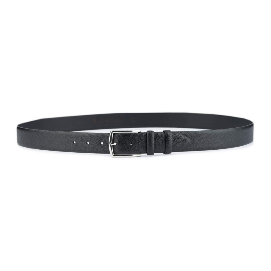 mens fashion belt black pebbled calf leather 5